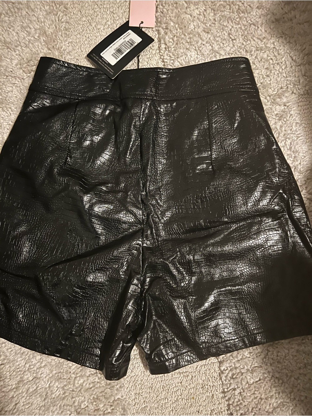 PrettyLittleThing Black Faux Leather Shorts